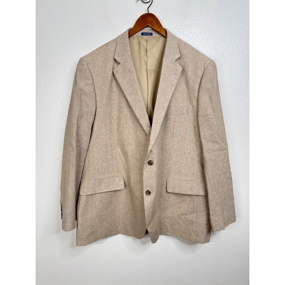 Stafford Tan Linen Blend Classic Fit Sport Coat Size 48 Regular